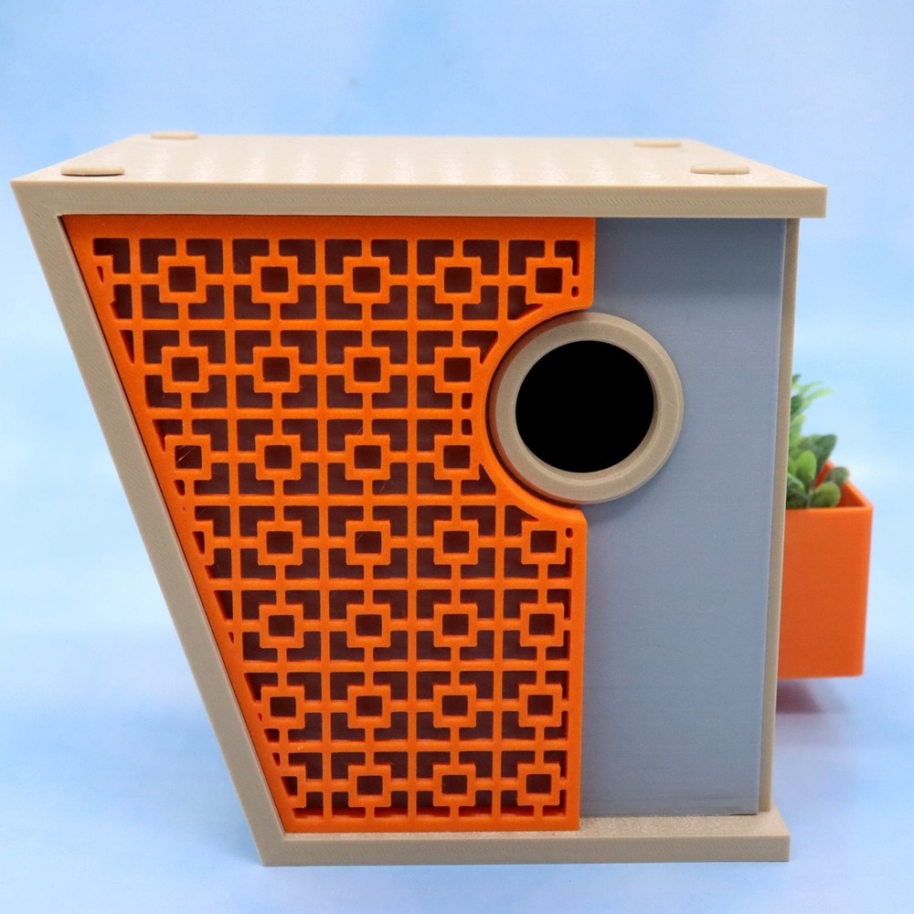 Mid Century Modern Birdhouse With Planter Attachment & Mounting Bracket Retro - Picture 2 of 8